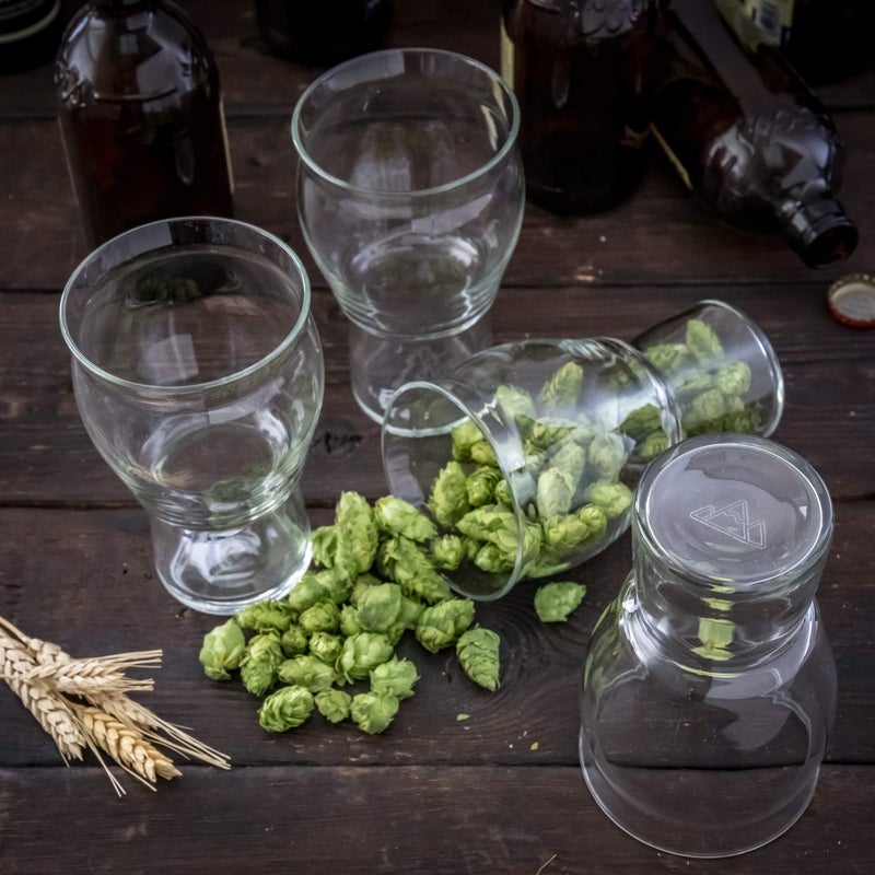 Brewing America كأس البيرة النووي من مافن توب® لأفضل طعم للبيرة الحرفية والسيدر - شكل توليب ونووية لتعزيز الطعم والرائحة لأفضل أنواع الآي بي إيه (مجموعة 4 من مافن توب الشفافة) - Image 5
